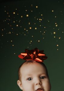 baby smiling in milestone portrait at phoenix portrait studio 