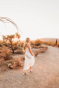 Inspiration for senior portraits in phoenix at lost dutchman state park silk dress for senior session