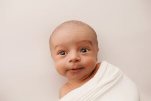 Baby awake for newborn session in scottsdale baby portrait studio