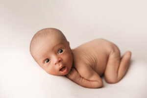 Newborn baby in portrait studio for newborn baby pictures