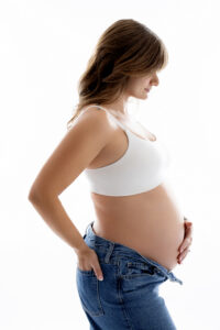 profile shot of pregnant belly during a maternity session in phoenix 