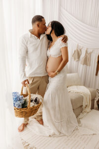 blue flowers for pregnancy announcement pictures