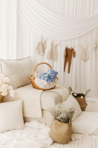 blue flowers for pregnancy announcement pictures