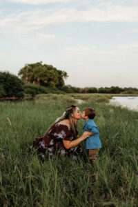 mom & son in Gilbert photoshoot outside