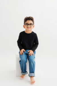 cake smash photographer in tempe boy in black shirt