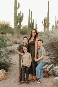 mom with kids during photoshoot in phoenix