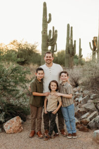 dad with kids during photoshoot in phoenix
